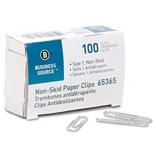 Business Source Nonskid Paper Clips, Regular, 100 Count (Pack of 10) (65365)