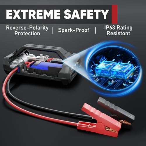 LOKITHOR JA302 Jump Starter with Air Compressor, 2500Amp 12V Portable Car Battery Booster pack for Upto 8.5L Gas or 6.5L Diesel, 150 PSI Tire Inflator with Digital Screen, 36 Months Ultra-Long Standby
