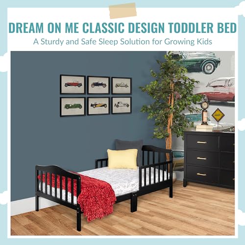 Dream On Me Classic Design Toddler Bed in Black, Greenguard Gold Certified