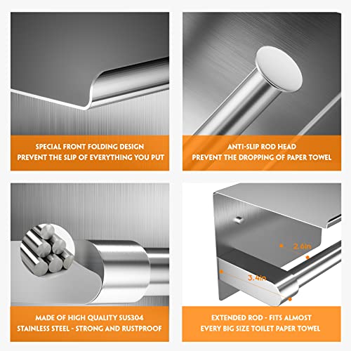 ASTOFLI Toilet Paper Holder with Shelf, Rustproof SUS304 Brushed Nickel Toilet Paper Holder Wall Mount, Toilet Roll Holder, Toilet Tissue Holder for Bathroom, Bathroom Toilet Paper Holders