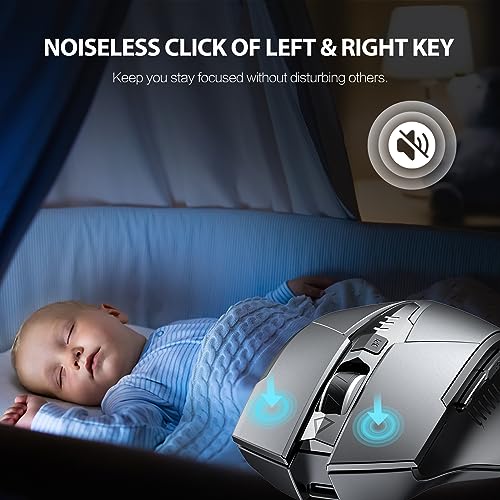 INPHIC Bluetooth Wireless Mouse, 3 Modes Bluetooth 5.0&4.0 Mouse 2.4G Rechargeable Mouse with 6 Button, Upgraded Battery Level Visible Ergonomic Computer Mouse for Laptop, Mac, PC etc.