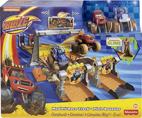 Fisher-Price Blaze and the Monster Machines Toy Cars Playset, Mud Pit Race Track with Blaze & Crusher Plus Slime for Ages 3+ Years