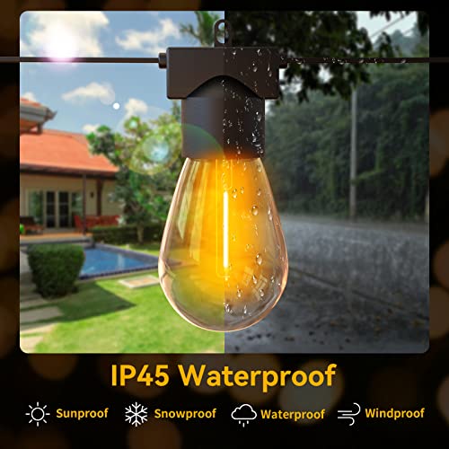 MOFFE 100FT(50FT*2 LED Outdoor String Lights, Waterproof Connectable Dimmable LED Hanging Lights for Patio, Porch, Deck, Bistro, Cafe, Balcony, Backyard Porch Garden,Party Decor, 2200K Warm