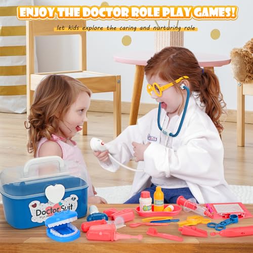Hapgo Doctor Kit for Toddlers 3-5: Pretend Play Doctor Kit for Kids with Doctor and Nurse Costume, Doctor and Dentist Play Set, Toys Gifts for Kids Toddlers Ages 3 4 5 6 Year Old for Role Play