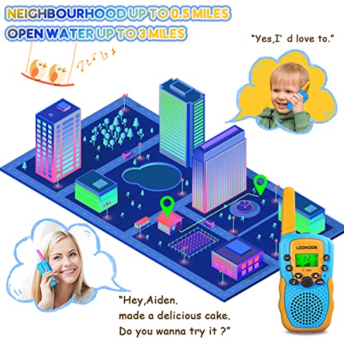 LOOIKOOS Walkie Talkies for Kids, 3 KMs Long Range Walky Talky Radio Kid Toy Gifts for Boys and Girls 3 Pack