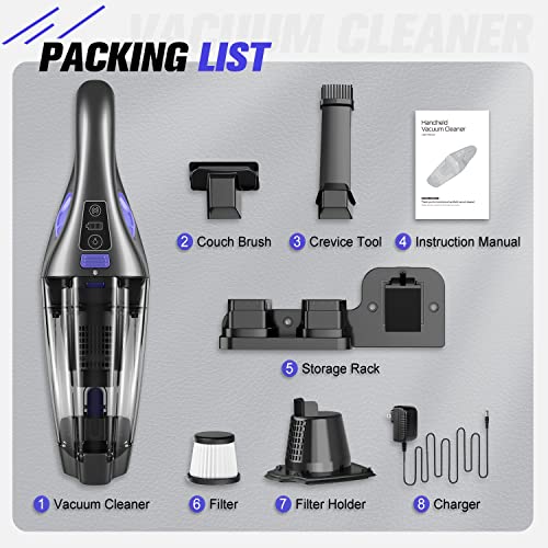 IMINSO Handheld Vacuum Cordless Car Vacuum Cleaner 9000PA, Rechargeable Hand Vacuum Cordless with LED, Lightweight, Portable Hand Held Vacuum, Handheld Car Vacuum for Car/Stairs/Pet Hair