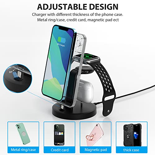 3 in 1 Charging Station, ORIEMAC Wireless Charger for Apple Watch Series 8/7/6/5/4/3/2/SE, Charging Dock Stand for AirPods iPhone 14/13/12/11/Pro/Pro Max/XS/XR/X/8 with 15W Adapter