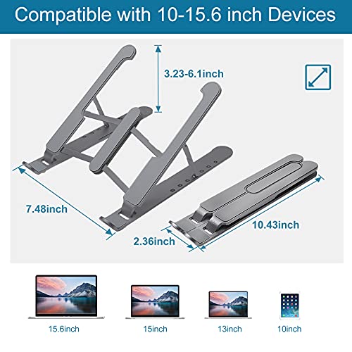 Senose Laptop Stand, Laptop Holder Portable Computer Stand Desktop Holder Mount Foldable Riser with 7 Levels Adjustable Aluminum Alloy Compatible for MacBook Air Pro,HP,Lenovo More 10-15.6" Laptops