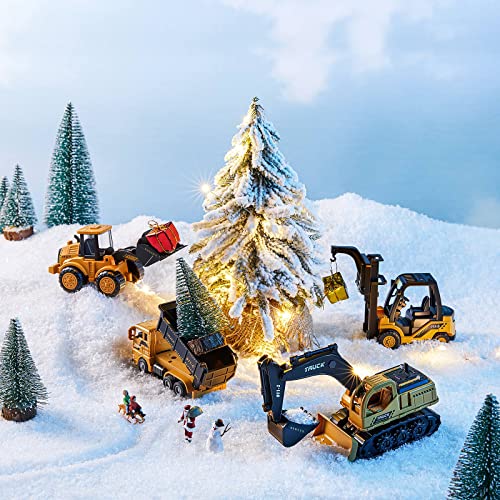 Construction Trucks Toy Set, Geyiie Construction Vehicles Site for Kids Engineering Toys Playset for Boys Girls, Pull Back Cars Excavator Tractor Bulldozer Dump Sand Toys Gifts for Party Favor
