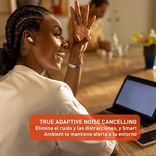JBL Live Free 2: 35 Hours of Playtime, True Adaptive Noise Cancelling, Smart Ambient, and beamforming mics (Silver), Small
