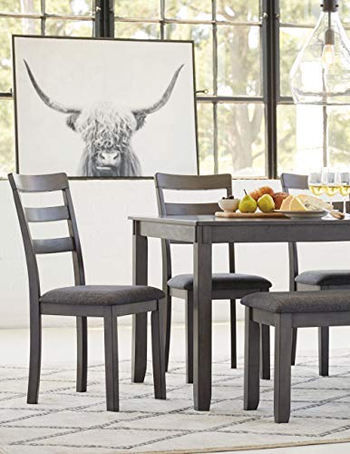 Signature Design by Ashley Bridson Modern 6 Piece Dining Set, Includes Dining Table, 4 Chairs & Bench, Gray