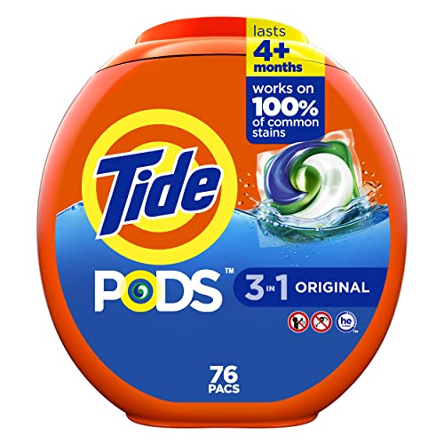 Tide PODS Liquid Laundry Detergent Soap Pacs HE Compatible 76 Count Powerful 3-in-1 Clean in one Step Original Scent