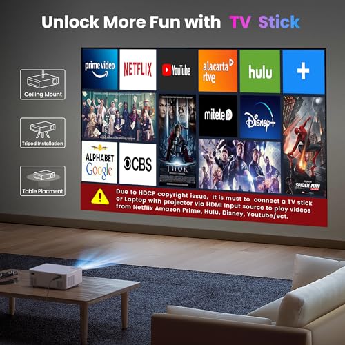 FANGOR 1080P HD Projector, WiFi Bluetooth Projectors, Max 230”Projection Screen Portable Home Theater Video Movie Proyector With Tripod, Compatible with HDMI, USB, Laptop, iOS & Android Phone