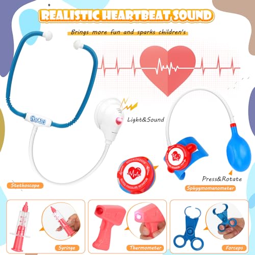 Hapgo Doctor Kit for Toddlers 3-5: Pretend Play Doctor Kit for Kids with Doctor and Nurse Costume, Doctor and Dentist Play Set, Toys Gifts for Kids Toddlers Ages 3 4 5 6 Year Old for Role Play