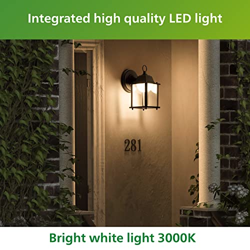 Philips LED Outdoor Square Wall Lantern, Bright White, 3000K, Durable Aluminum, Weather Resistant, 2-Pack, T20 Certified