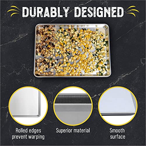 Checkered Chef Quarter Sheet Pan for Baking - Cookie Sheets for Oven - Non-stick, Easy Clean Aluminum Bakeware (4 Pack)