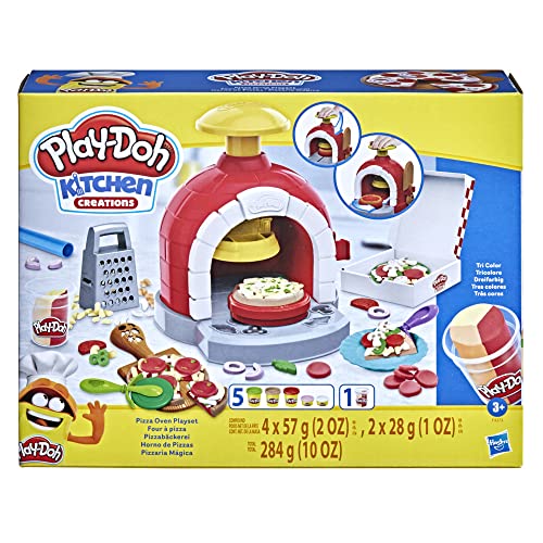 Play-Doh Kitchen Creations Pizza Oven Playset, Play Food Toy for Kids 3 Years and Up, 6 Cans of Modeling Compound, 8 Accessories, Non-Toxic
