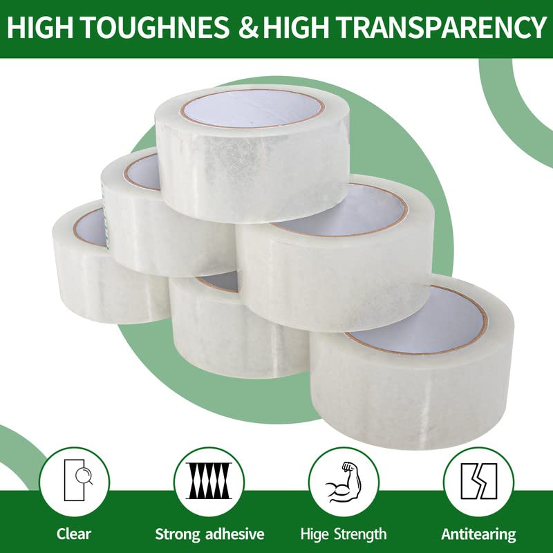 Highill Heavy Duty Packing Tape Thicker Clear Packing Tape for Shipping Packaging Moving Sealing 12 Rolls, Total 864Y 2.5mil, 1.88 inch x 72 Yards