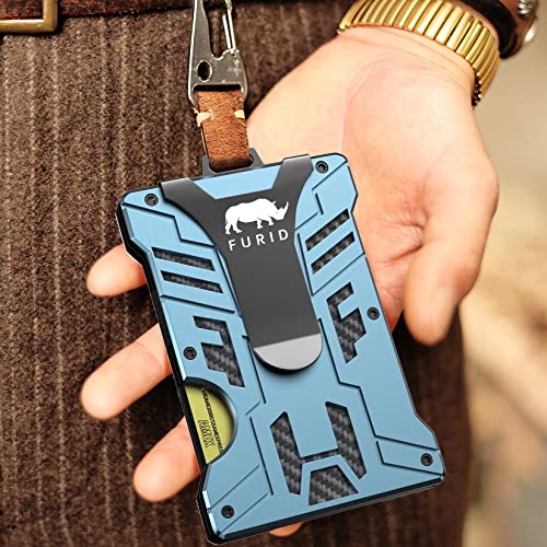 Wallet for Men Slim-Minimalist-Aluminum-Metal-Wallet with 1 Clear Window ID Badge Holder, RFID Blocking Wallet with Money Clip, Credit Card Holder Tactical Wallet