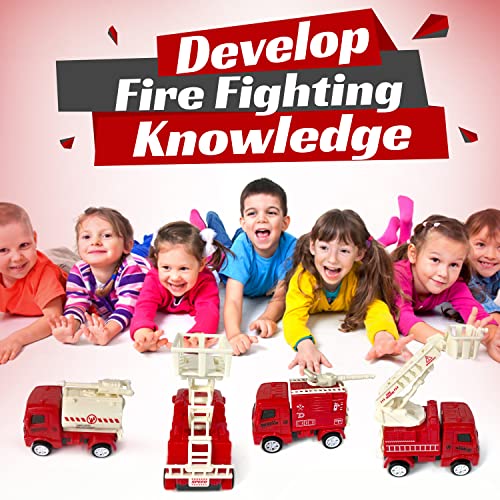 KIDSTHRILL Small Fire Trucks for Boys and Girls, Four Different Kinds of fire Truck Toys for 3 4 5 6 7 Year Old Boys and Girls