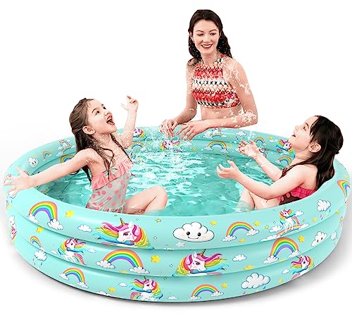 Jasonwell Inflatable Baby Kiddie Pool - Donuts Kids Paddling Pool Toddler Baby Swimming Pool Blow Up Ball Pit Pool Infant Wading Pool for Backyard (59in Unicorn)