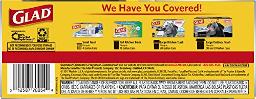Glad Large Quick-Tie Trash Bags - Extra Strong 30 Gallon Black Trash Bag - 21 Count