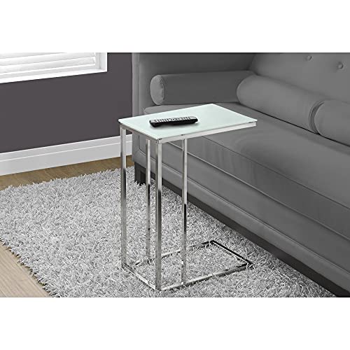 Coaster Home Furnishings Glass Top Snack Table Chrome and White, 10"D x 18"W x 24"H (900250)