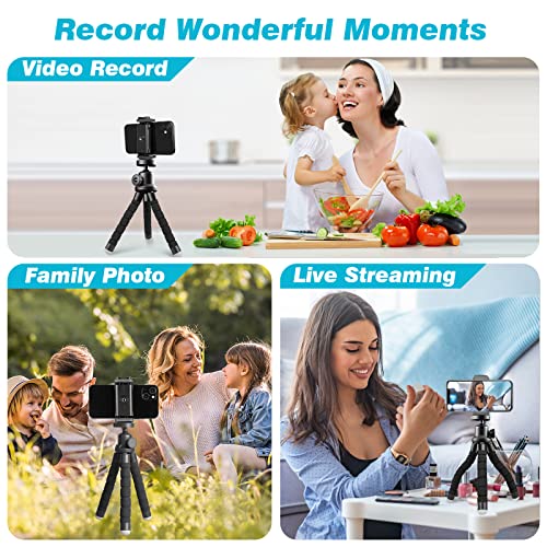 UBeesize Phone Tripod, Portable and Flexible Tripod with Wireless Remote and Clip, Cell Phone Tripod Stand for Video Recording(Black