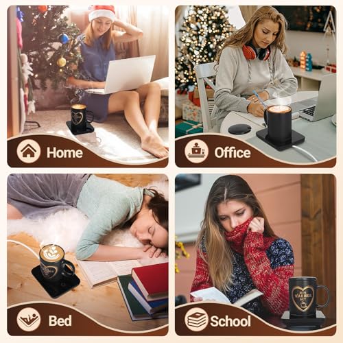 Coffee Mug Warmer Set with Mug, Coffee Mug Cup Warmer for Desk with Auto Shut Off-Coffee Gifts