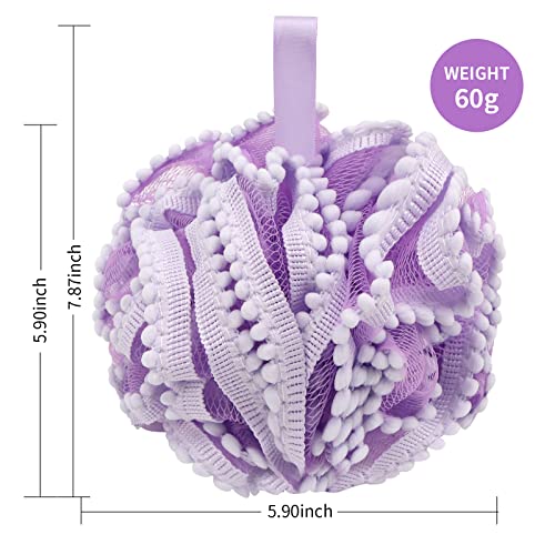 BCKENEY Bath Shower Sponge Soft Mesh Poufs Shower Loofah Ball Body Wash Scrubber Bath Sponge for Women and Men Soothing Face & Body Exfoliator (4Pcs 60G Luxury)
