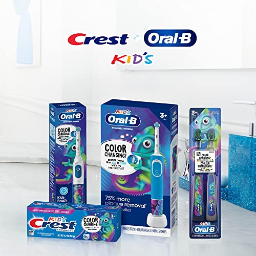 Oral-B Kid's Electric Rechargeable Toothbrush with Charger, Featuring Extra Soft Color Changing Bristles, for Ages 3, White/Blue