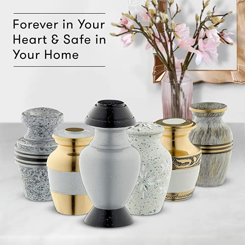 Fedmax Small Urns for Human Ashes Adult Male or Female - Set of 6 White Mini Urns - Cremation Keepsakes with Velvet Box - Memorial Urn and Ash Storage,6 Piece Assortment