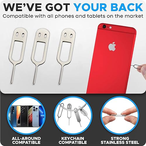 10 Pieces SIM Card Removal Openning Tool Tray Eject Pins Needle Opener Ejector Compatible with All iPhone Apple iPad Samsung Galaxy Cell Phone Smartphone Remover SCT018
