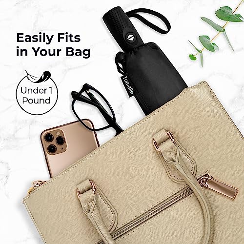 TUMELLA Unbreakable Windproof Travel Umbrella (Light, Beautiful & Superior), 2023 Ultra-Flex Tech, Compact, Small, Portable, Automatic, Strong, Durable, Premium Grip, Vibrant Designs, Folding Umbrella
