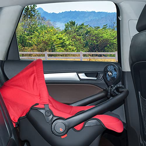 WiHoo Mini Handheld Stroller Fan,Personal Portable Car Seat Baby Fan with Flexible Tripod Fix on Stroller,USB or Battery Operated Desk Fan Adjustable 3 Speeds for Travel Treadmill Golf Cart