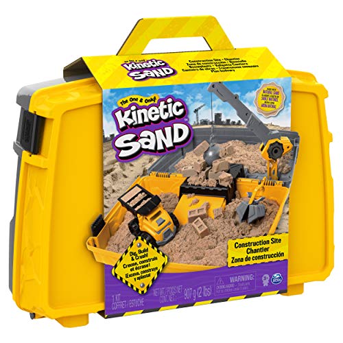 Kinetic Sand, Construction Site Folding Sandbox with Toy Truck and 2lbs of Play Sand, Sensory Toys for Kids Ages 3 and up