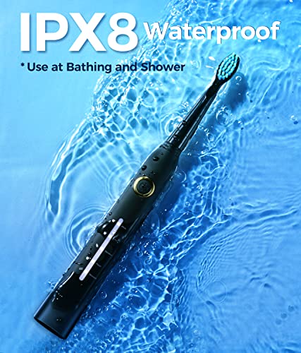 Electric Toothbrush for Adults, 8 Brush Heads Sonicare Electric Toothbrush with 40000 VPM Deep Clean 5 Modes, Rechargeable Toothbrushes Fast Charge 4 Hours Last 30 Days,, Father's Day Gifts