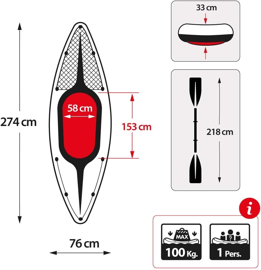 Intex Challenger K1 Kayak, 1-Person Inflatable Kayak Set with Aluminum Oars and High Output Air Pump