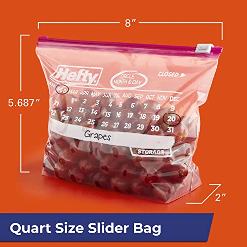 Hefty Slider Storage Calendar Bags, Quart Size, 40 Count (Pack of 4)