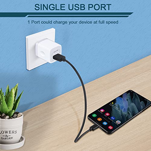 iPhone Charger Box, USB Block, 4 Pack Single USB Port Power Adapter for Apple iPhone, Samsung Galaxy, Google Pixel, USB Cube Wall Plug USB Outlet Multi Travel USB Ac Cargador Charging Blocks 1a White