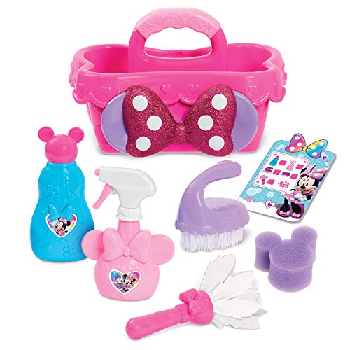 Disney Junior Minnie Mouse Sparkle N’ Clean Caddy, Dress Up and Pretend Play, Officially Licensed Kids Toys for Ages 3 Up by Just Play