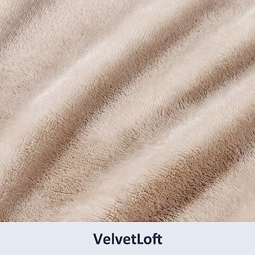 Berkshire Blanket Classic VelvetLoft® Solid Throw Blanket,Lightweight Soft Fuzzy Plush Throw Blanket for Bed and Couch,Grain,50x60 Inches