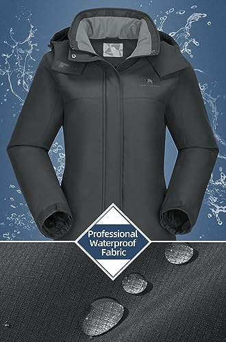 CAMEL CROWN Women's Ski Jacket Thicken Winter Snow Coat Warm Fleece Mountain Waterproof Female Jacket Hooded Windbreaker Grey L