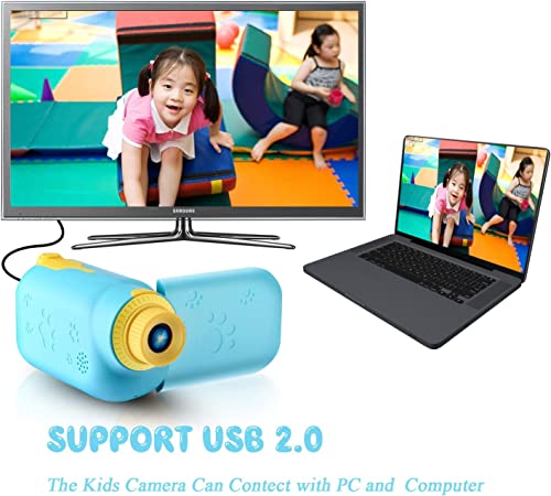 hyleton Video Camera for Kids,1080P FHD Digital Kids Camera Camcorder Video Recorder with 2.4" Screen for Age 3-10 Sky Blue