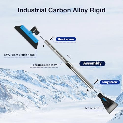 Cimesen 37" Ice Scrapers for Car Windshield Extendable Snow Brush for Car with 360° Pivoting Brush Head for Cars,Trucks, SUVs