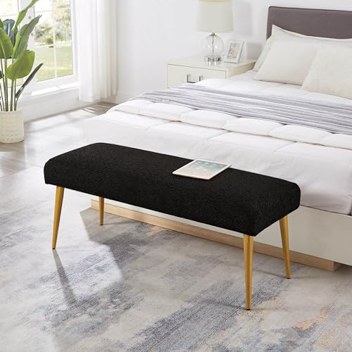 Ball & Cast Upholstered Bench, 44"W, Black