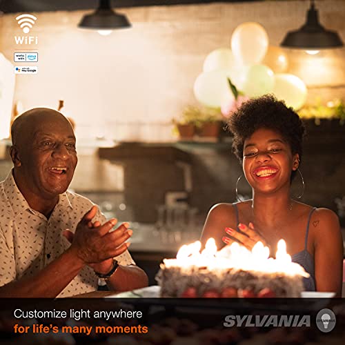 SYLVANIA Wifi LED Smart Light Bulb, 60W Equivalent Dimmable Soft White A19, Compatible with Alexa and Google Home Only - 4 Pack (75672)