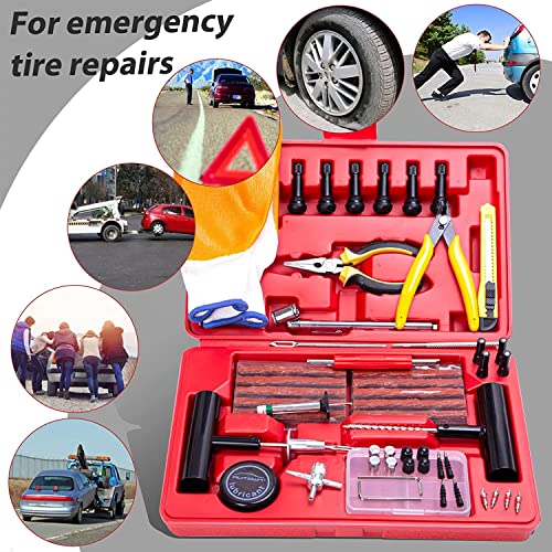 AUTOWN Flat Tire Repair Kits, 74 Pcs Universal Tire Plug Kit Heavy Duty Flat Tire Puncture Repair Kit for Cars, Trucks, Motorcycles, ATV,RV, Jeep, Tractor, Trailer