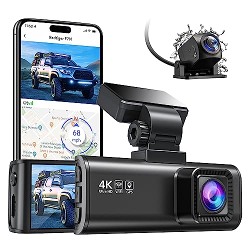 REDTIGER 4K Dual Dash Cam Built-in WiFi GPS Front 4K/2.5K and Rear 1080P Dual Dash Camera for Cars,3.16" Display,170° Wide Angle Dashboard Camera Recorder with Sony Sensor,Support 256GB Max