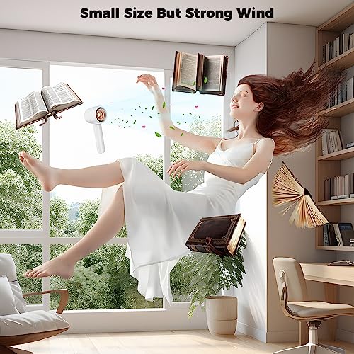 Elingmor Handheld Fan with Aromatherapy,Small Cooling USB Rechargeable Personal Turbo Fan,Quiet Mini Portable Hand Fan,3 Speeds Battery Operated Fan&Desk Base for Travel,Outdoors,Home,Office(White)